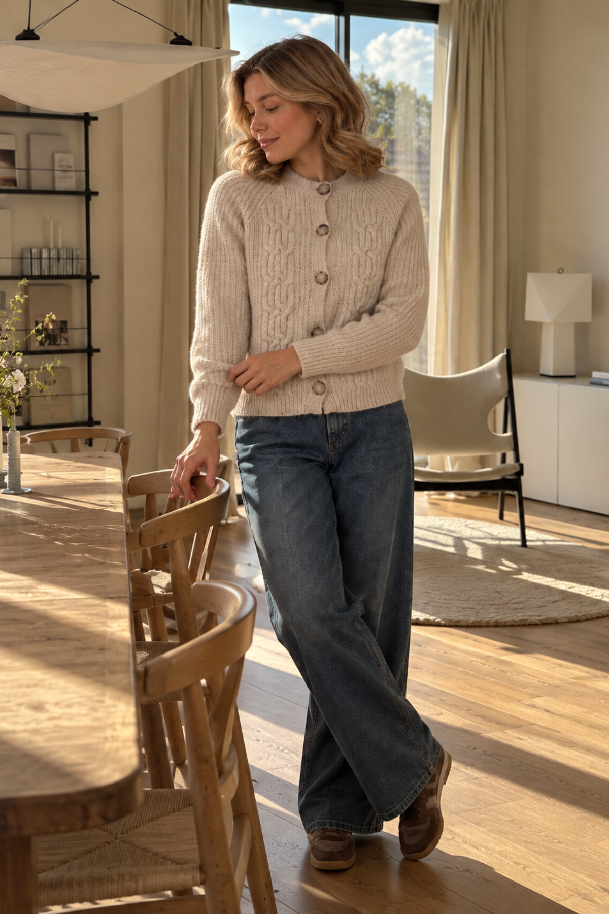 Cardigan mit Flechtdetails für Erwachsene | Beige