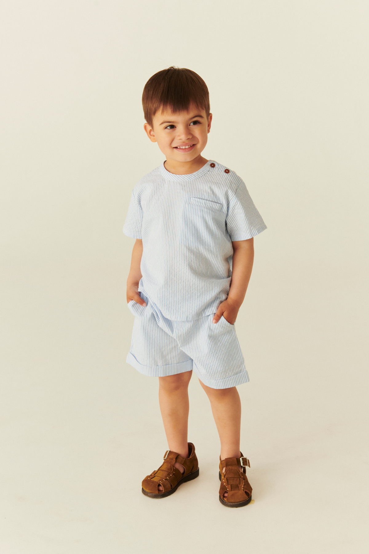 Seersucker Shorts "Sporty" | Sky Blue