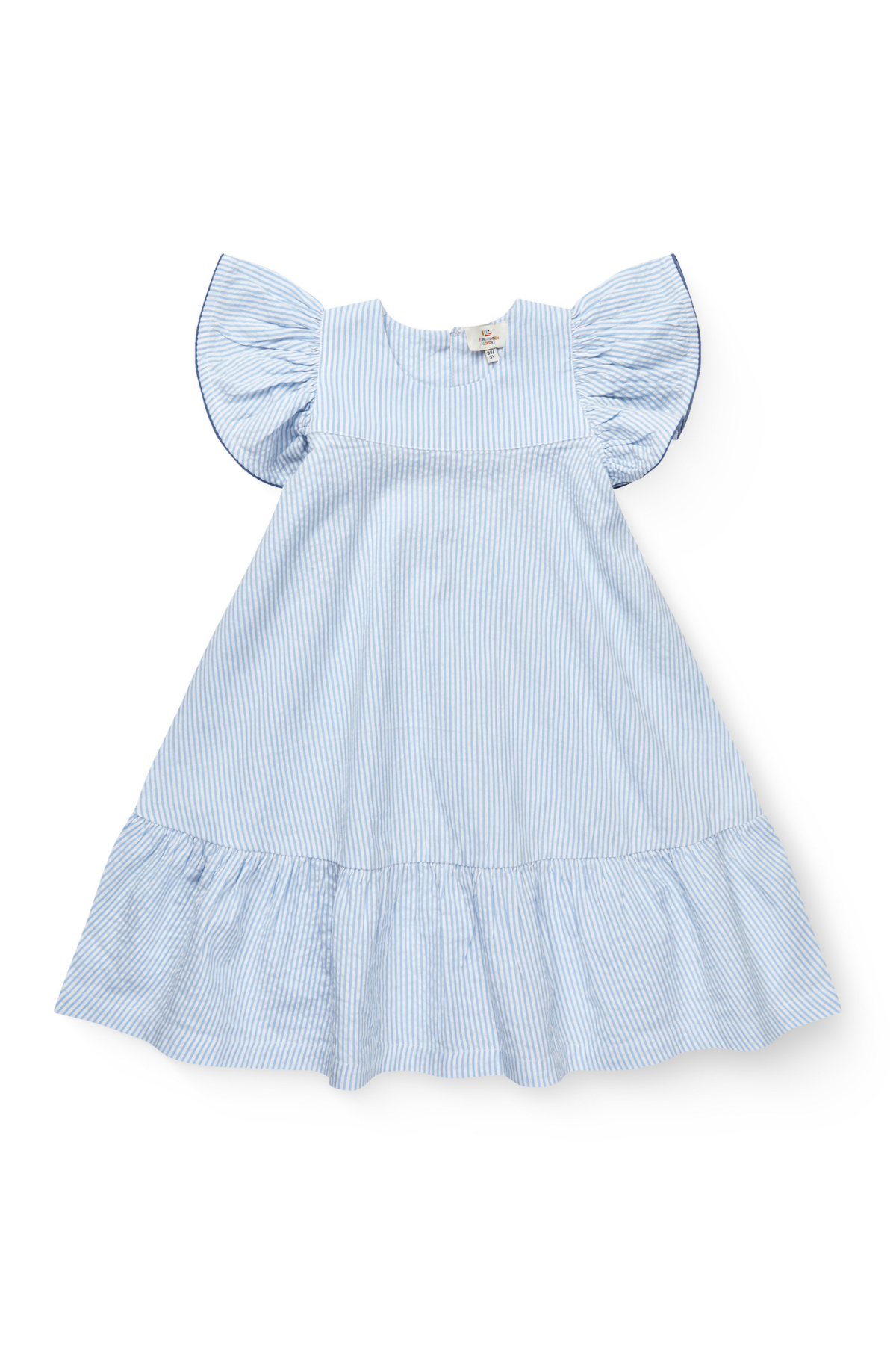 Seersucker Kleid mit Rüschen | Sky Blue