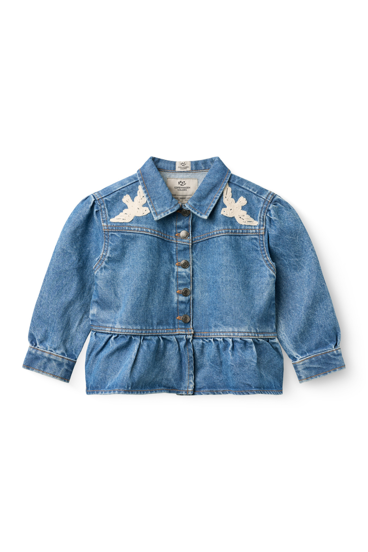 Denim Jacke "Crochet Doves" | Indigo Blue