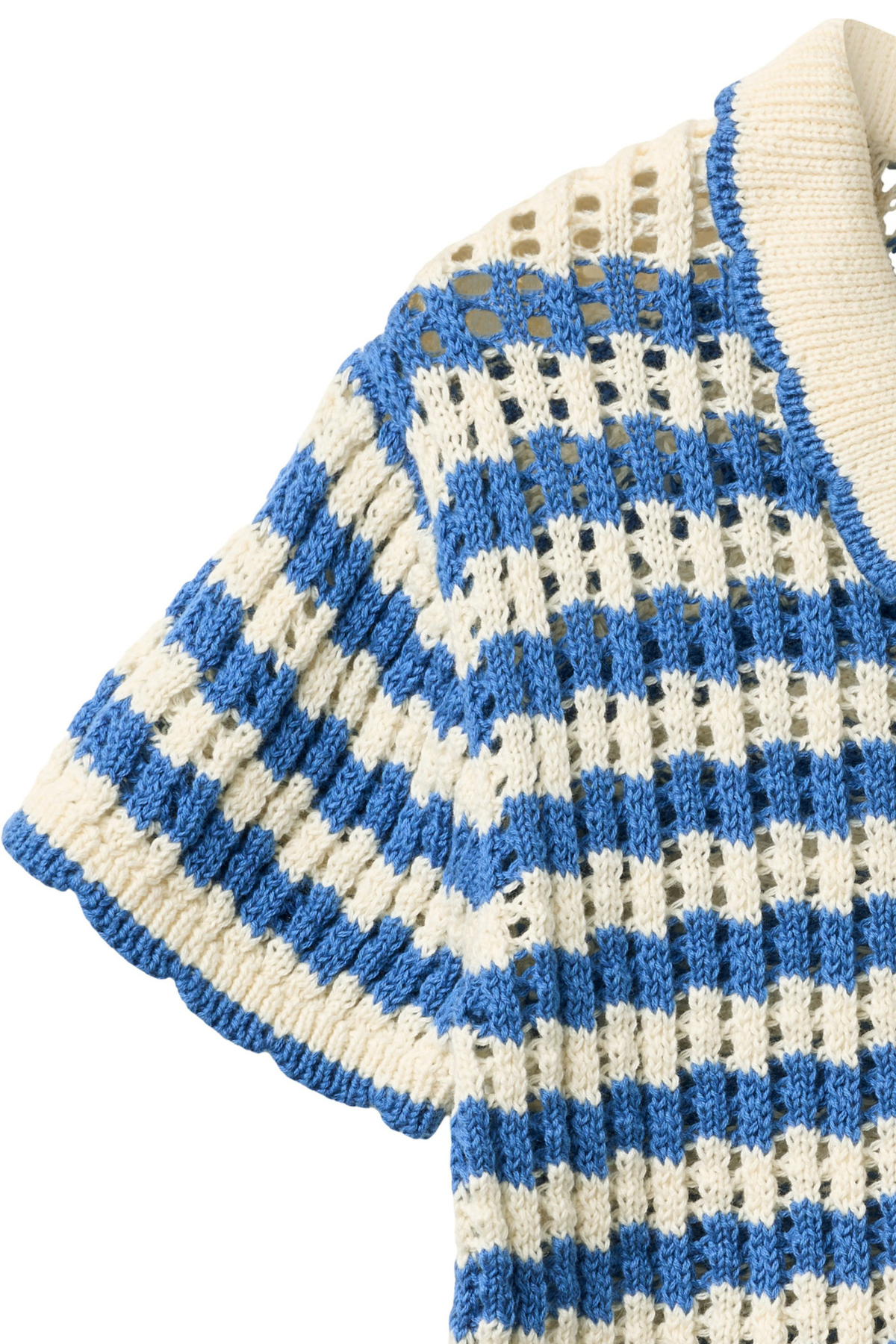 Kurzarm-Cardigan | Ocean Blue/Cream