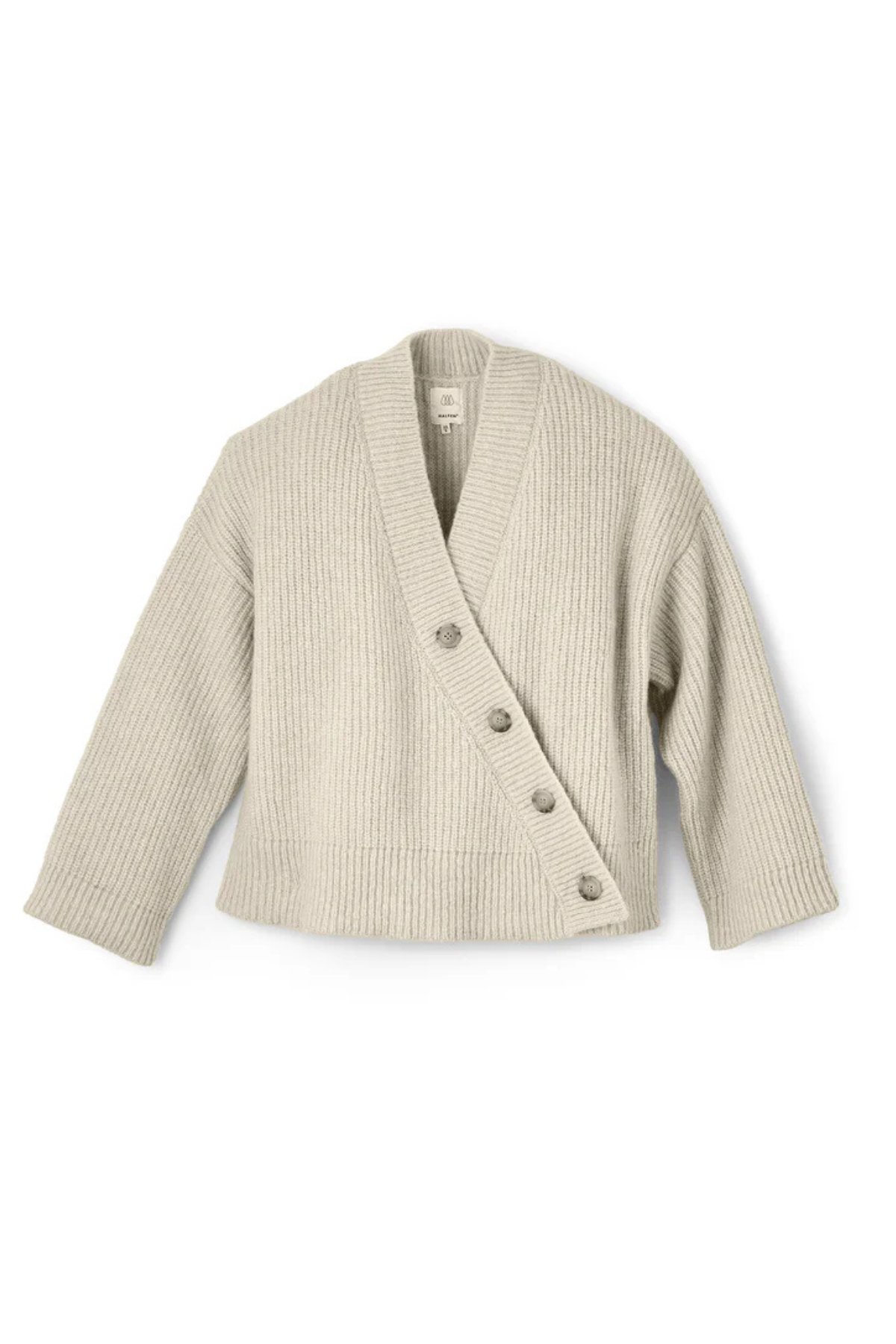 Asymetrischer Cardigan für Erwachsene Onesize aus Wolle-Seide-Mix | Beige