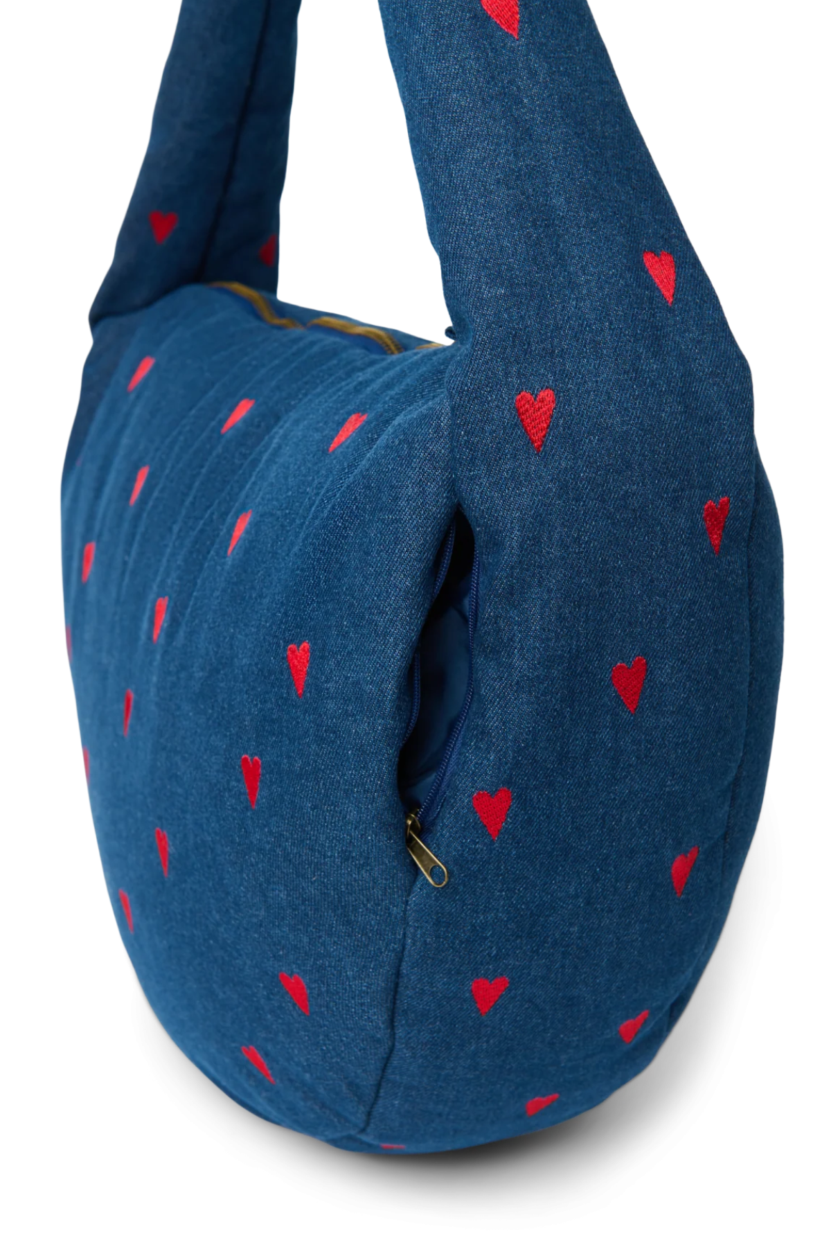 Mom Umhängetasche "Denim Cross Body Bag" | Dark Blue Red Hearts