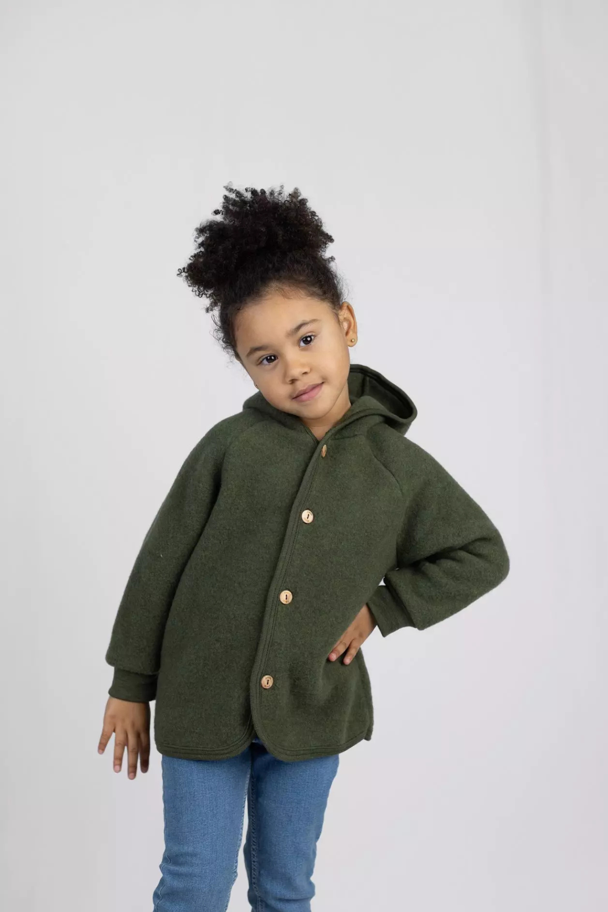 Wollfleece-Jacke mit Kapuze | verschiedene Farben