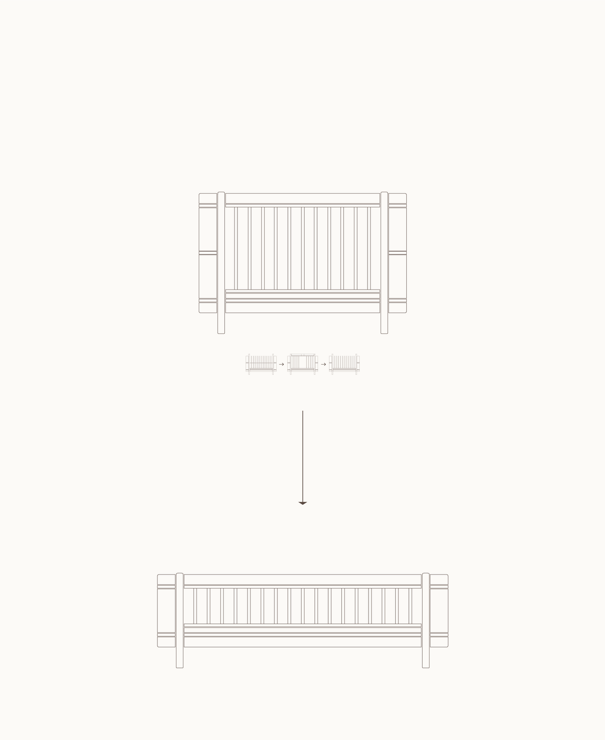 Oliver Furniture Wood Mini+ Umbauset Babybett & Juniorbett zu 2 Juniorbetten, Eiche – Umbau-Übersicht