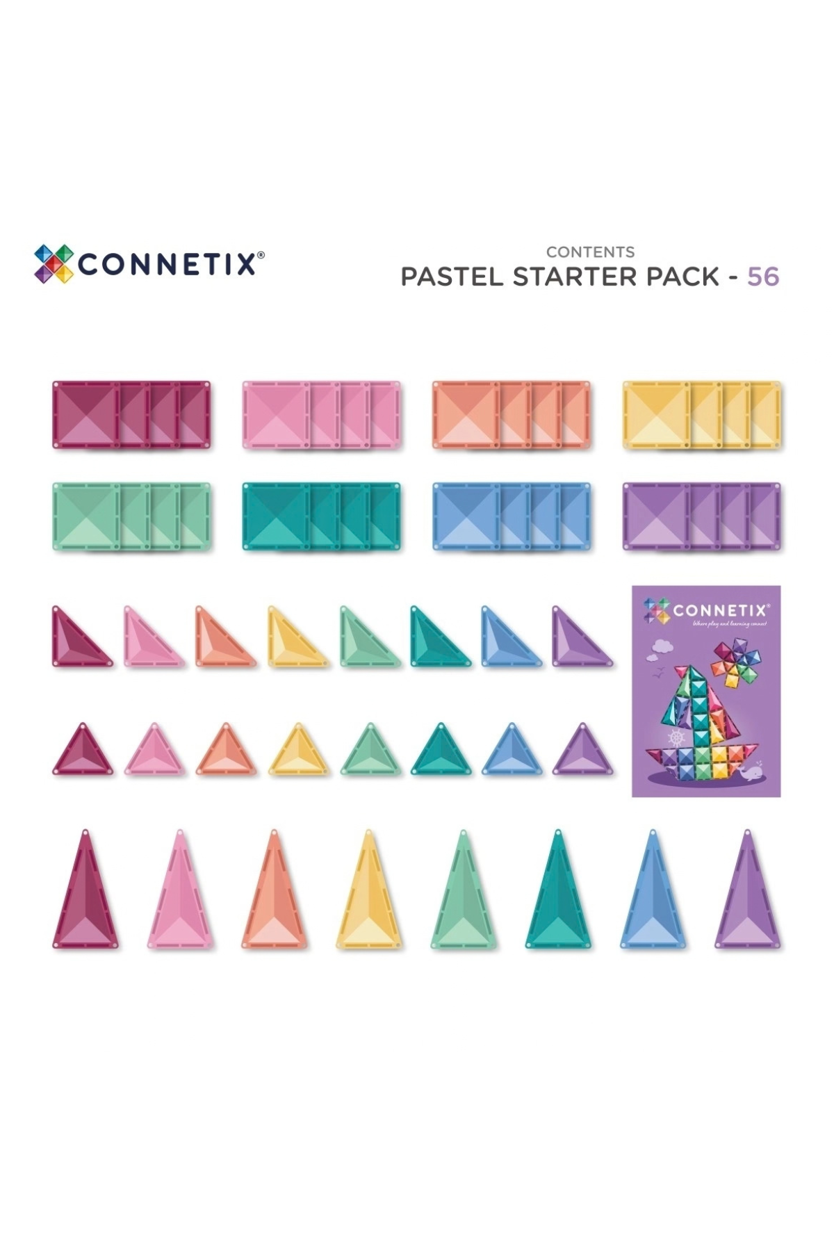 Magnetbausteine Pastel Starter Pack | 56 Teile
