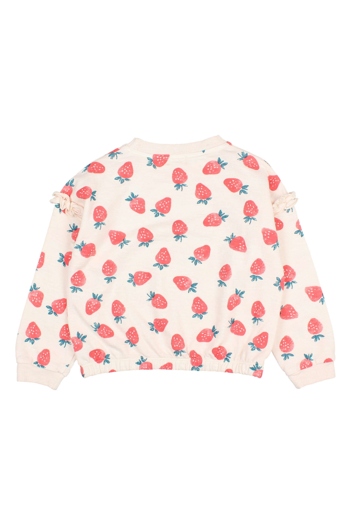 Sweatshirt aus Bio-Baumwolle mit Erdbeer-Print | Cream Pink
