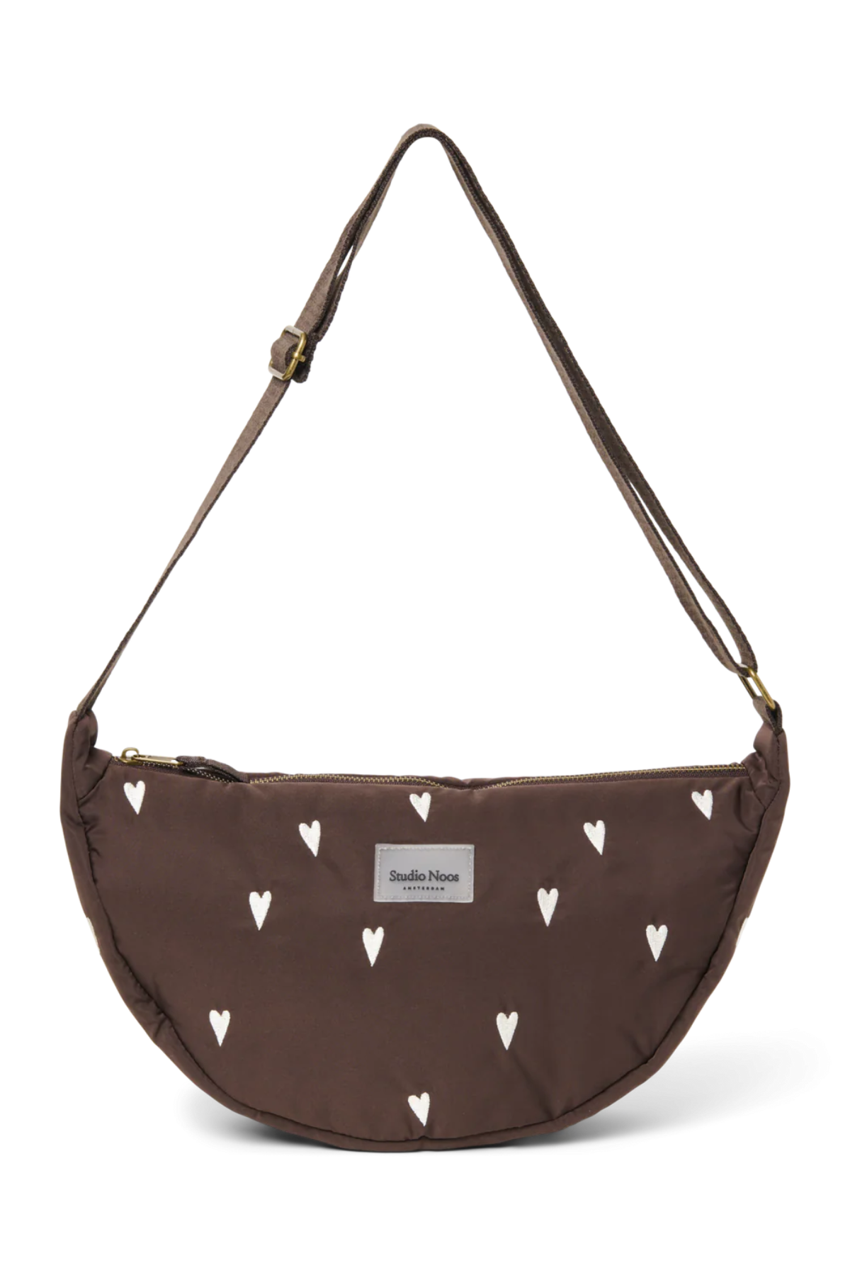 Mom Umhängetasche | Puffy brown hearts