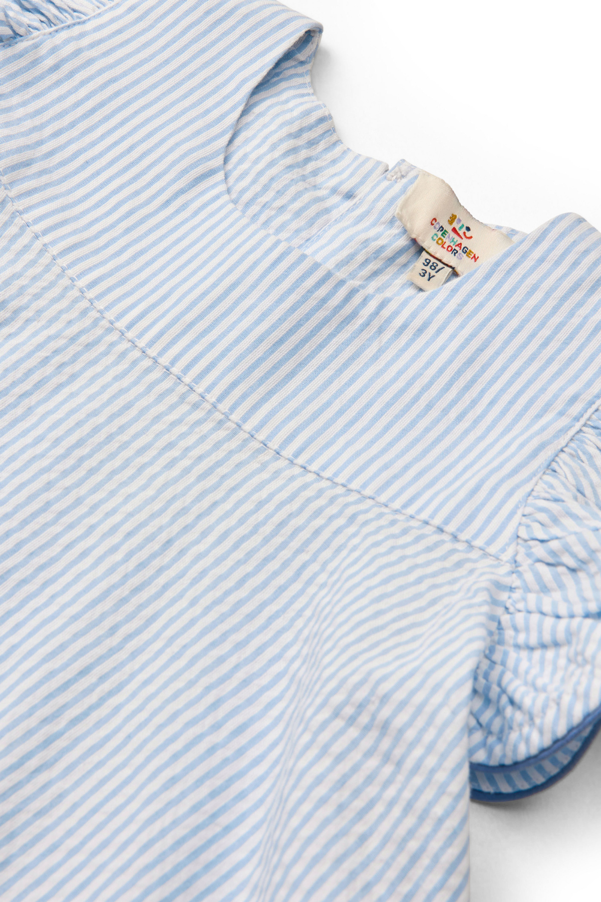 Seersucker Kleid mit Rüschen | Sky Blue