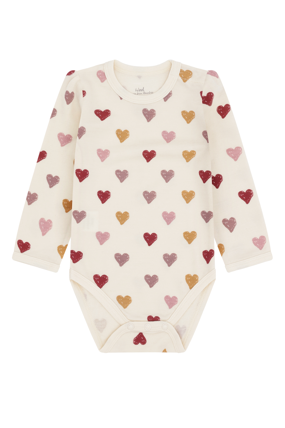 Langarmbody Hearts Puff aus Wolle & Bambusviskose