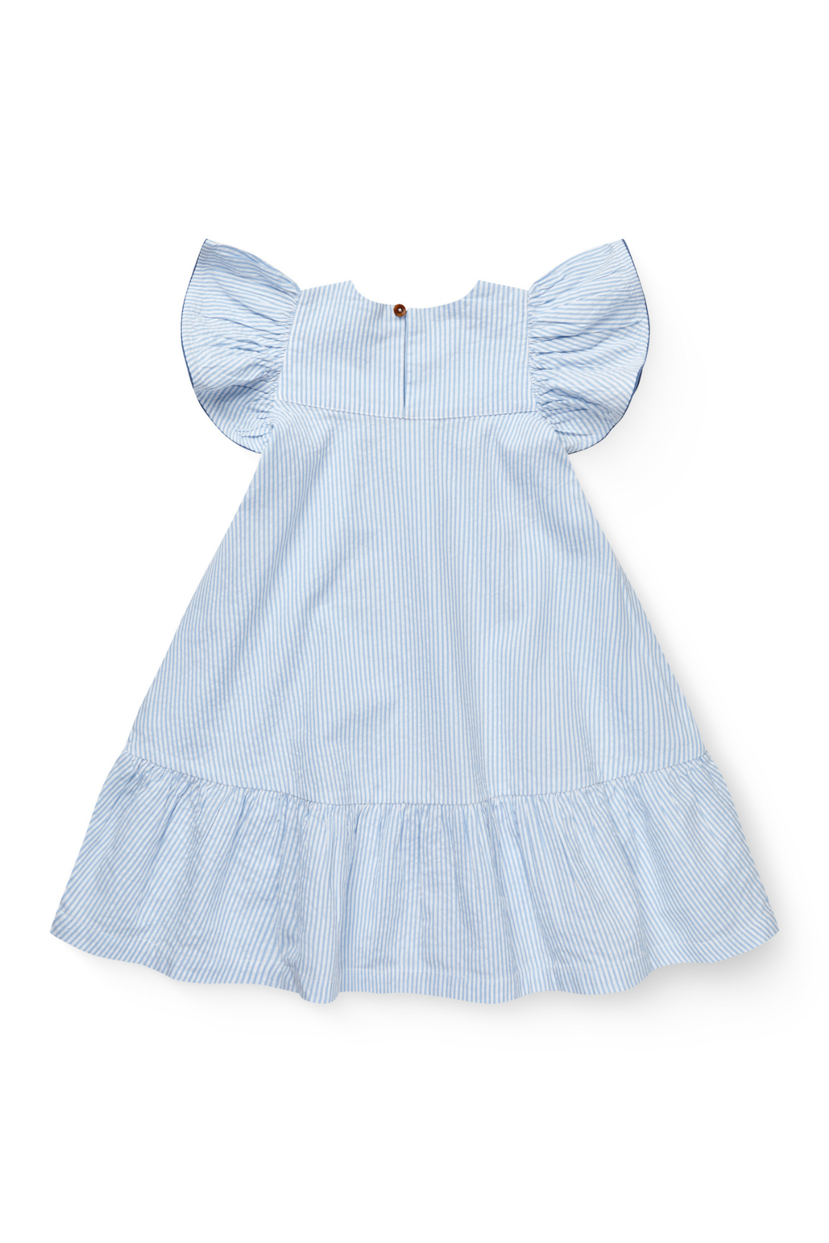 Seersucker Kleid mit Rüschen | Sky Blue