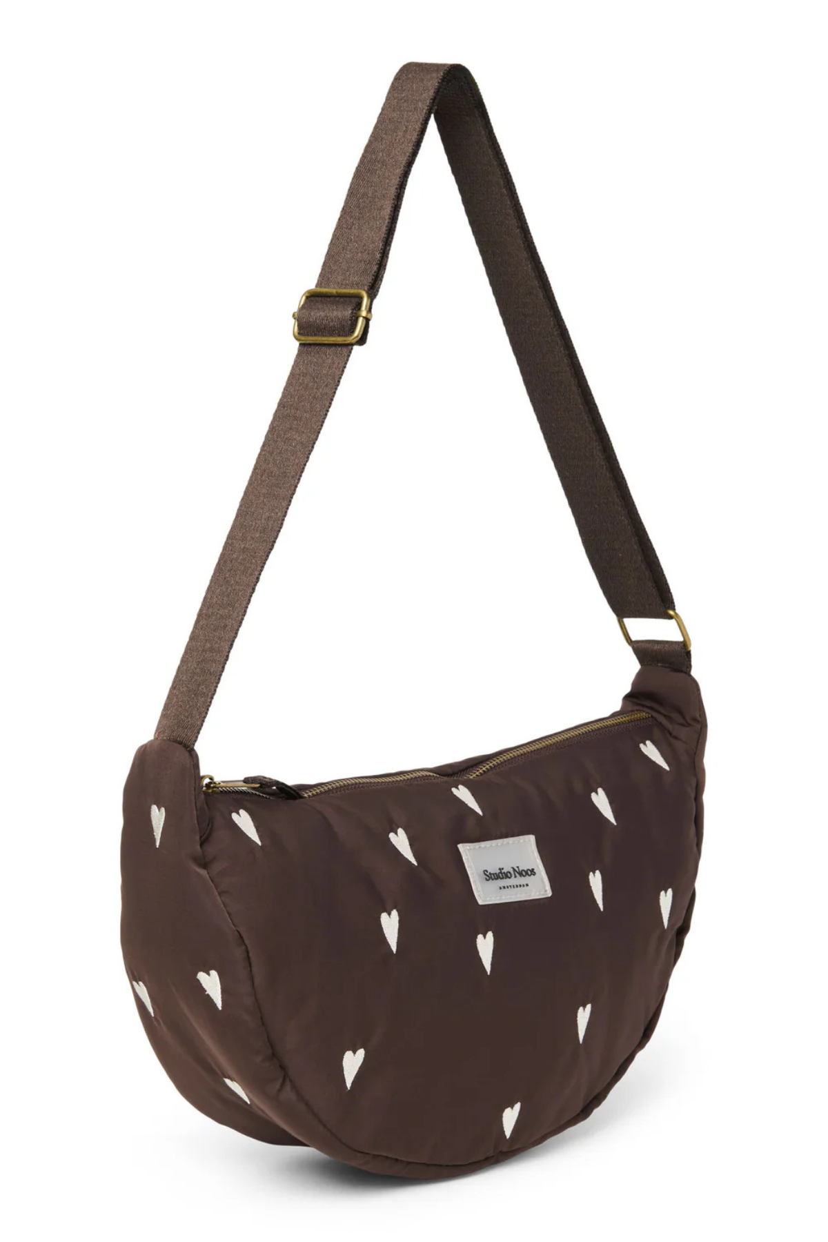 Mom Umhängetasche | Puffy brown hearts