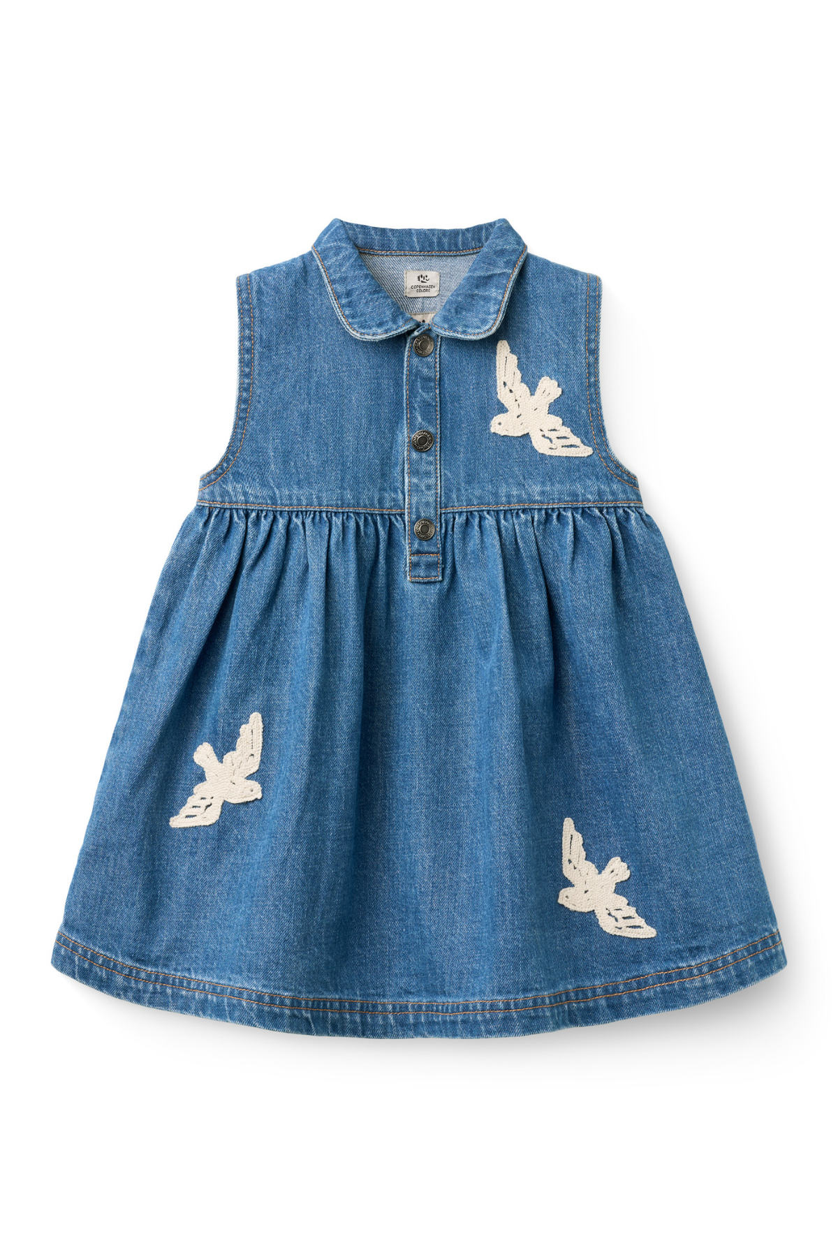 Denim Kleid "Crochet Doves" | Indigo Blue
