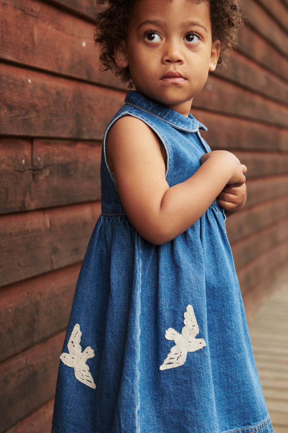 Denim Kleid "Crochet Doves" | Indigo Blue