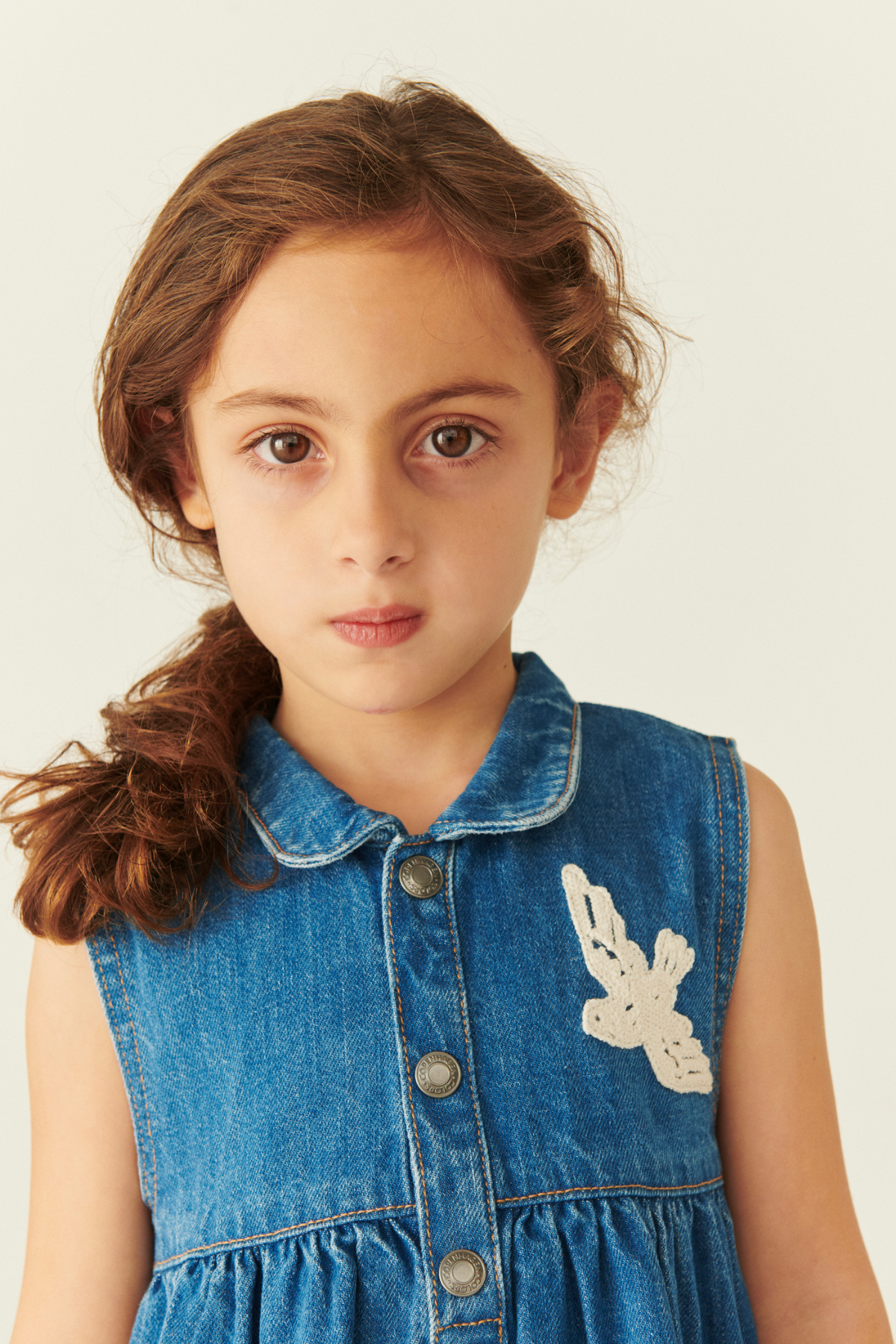 Denim Kleid "Crochet Doves" | Indigo Blue