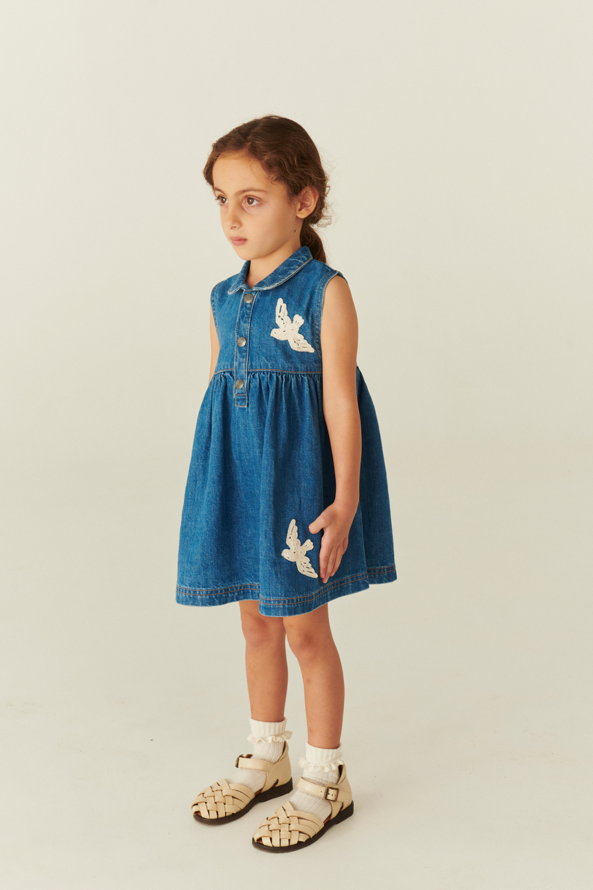 Denim Kleid "Crochet Doves" | Indigo Blue