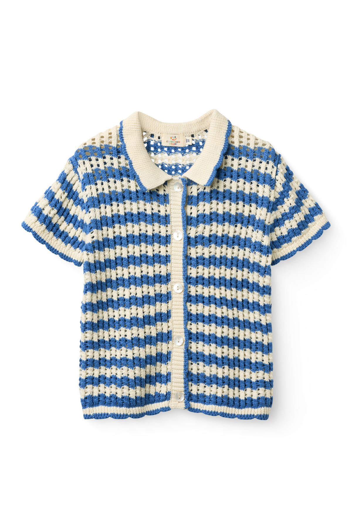 Kurzarm-Cardigan | Ocean Blue/Cream