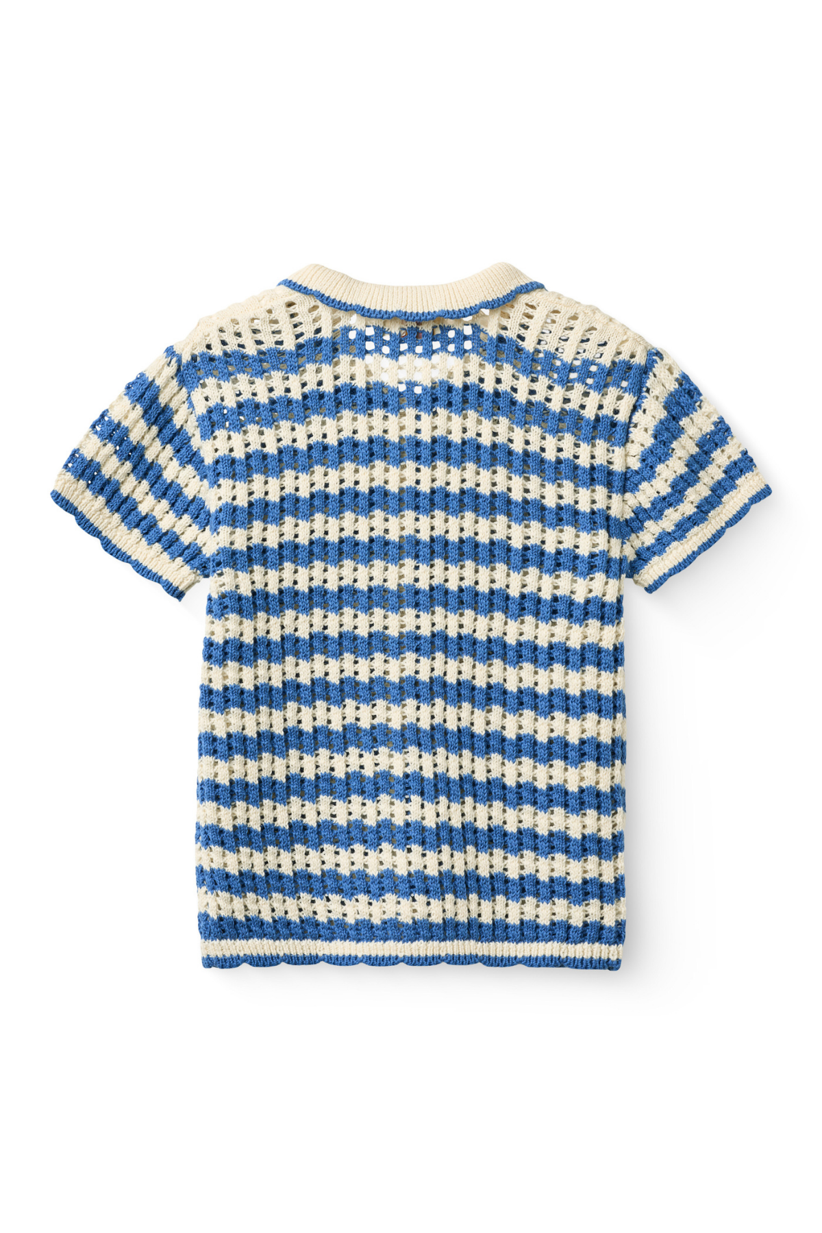 Kurzarm-Cardigan | Ocean Blue/Cream