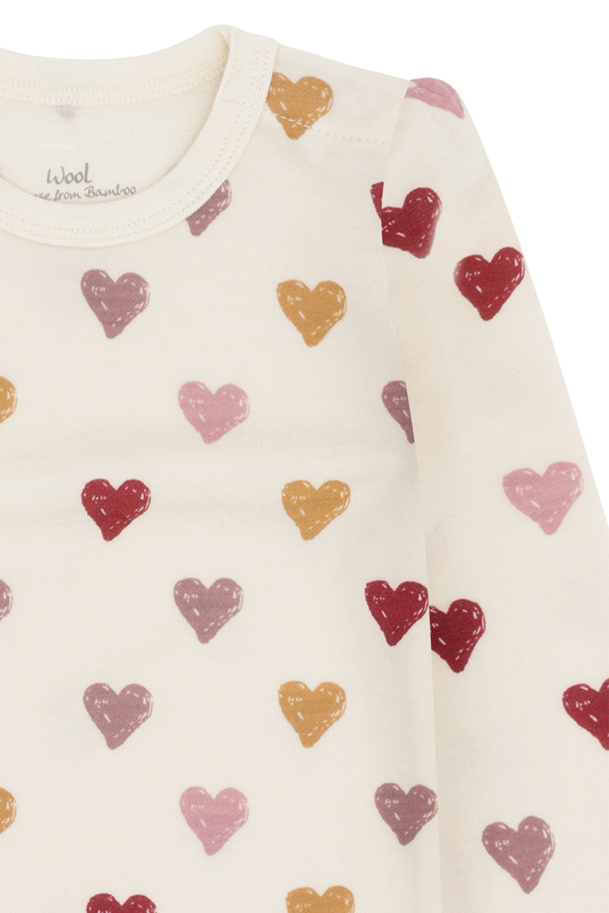Langarmbody Hearts Puff aus Wolle & Bambusviskose