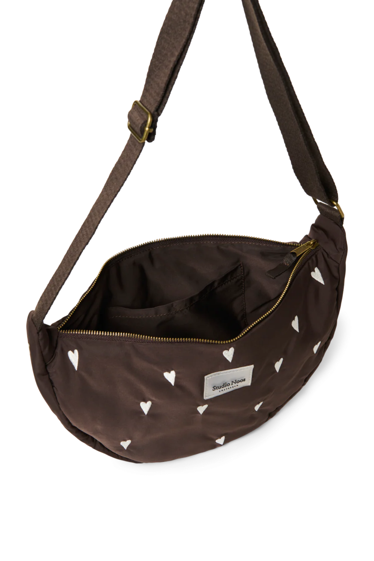 Mom Umhängetasche | Puffy brown hearts