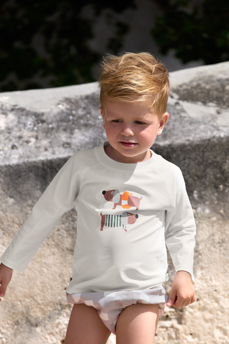 UV Longsleeve Rashguard "Beach Dogs" | Orange/Dark Sea