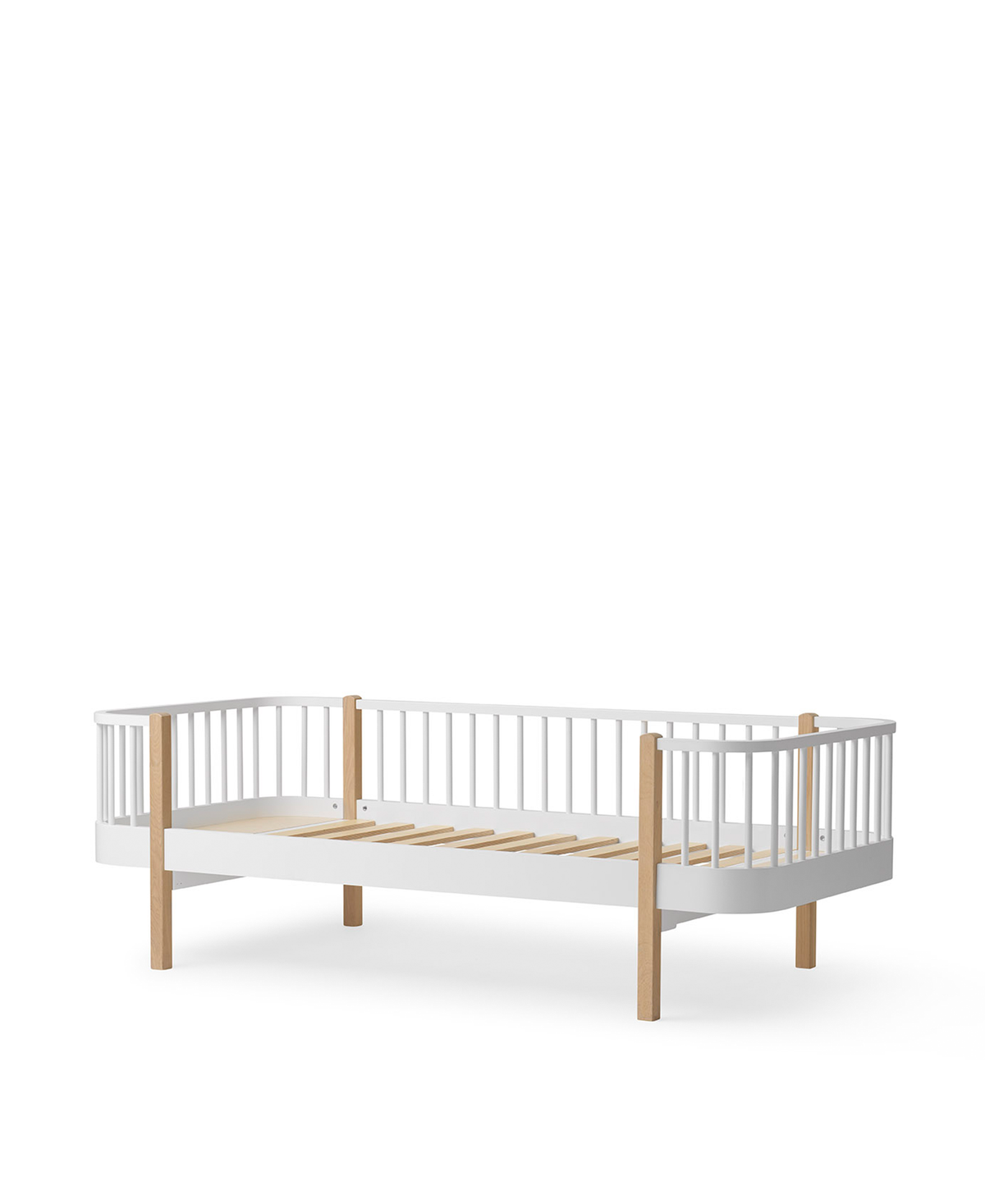Oliver Furniture Wood Original Bettsofa 90x200, weiß/Eiche – Seitenansicht