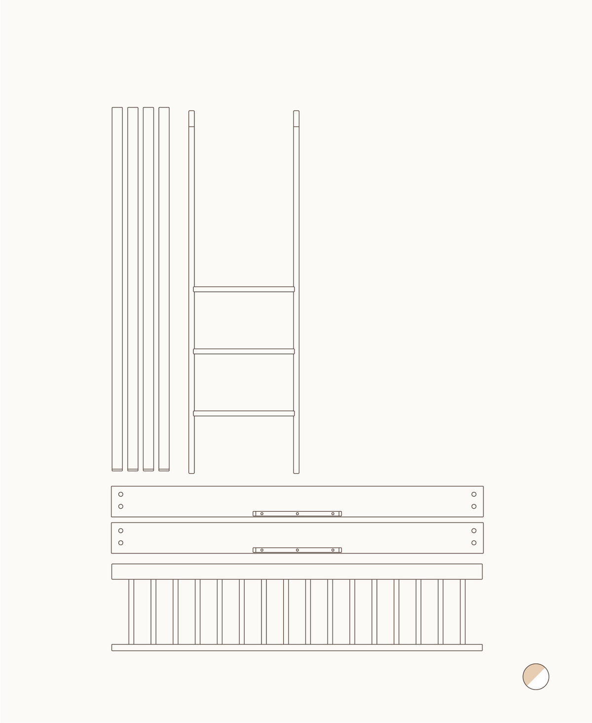 Oliver Furniture Wood Mini+ Umbauset Babybett & Juniorbett zum halbhohen Etagenbett, Weiß/Eiche