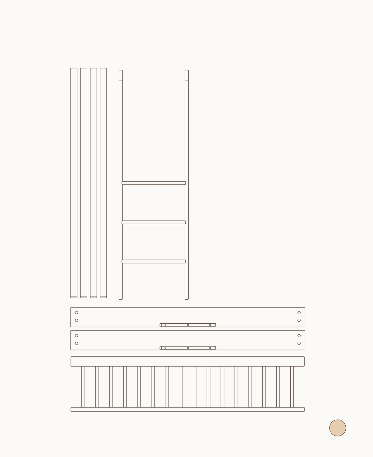 Oliver Furniture Wood Mini+ Umbauset Babybett & Juniorbett zum halbhohen Etagenbett, Eiche