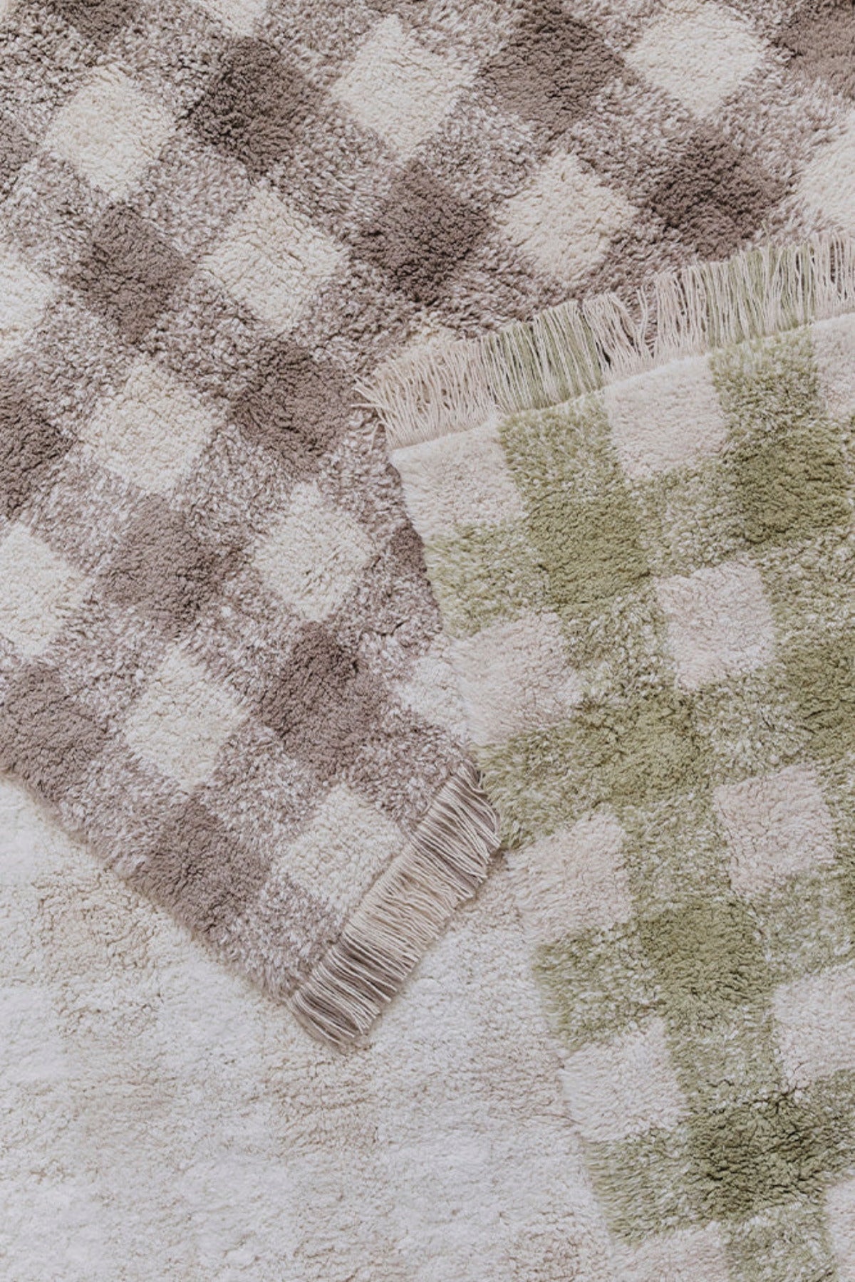 Waschbarer Teppich Vichy Matcha Detail