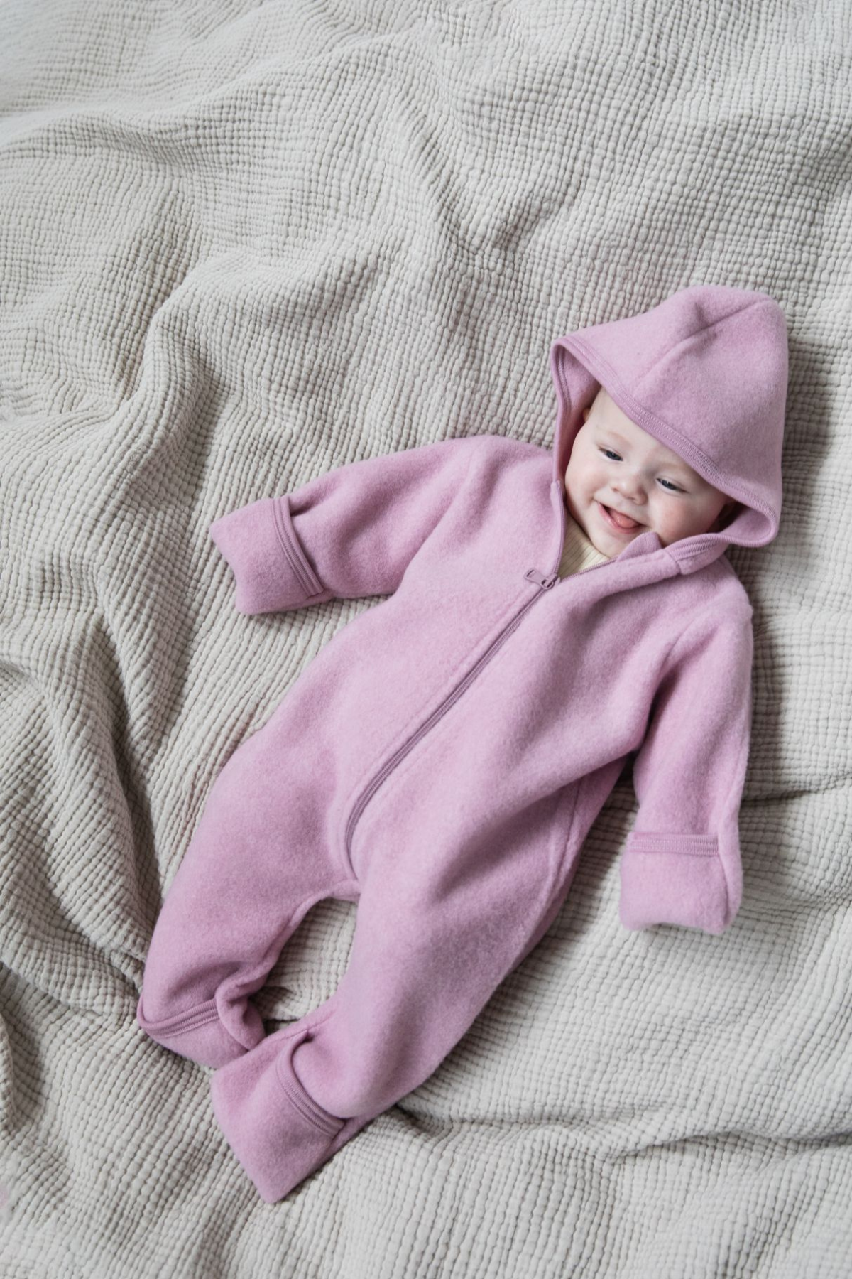 Wollfleece Kapuzenoverall mit Reißverschluss | verschiedene Farben