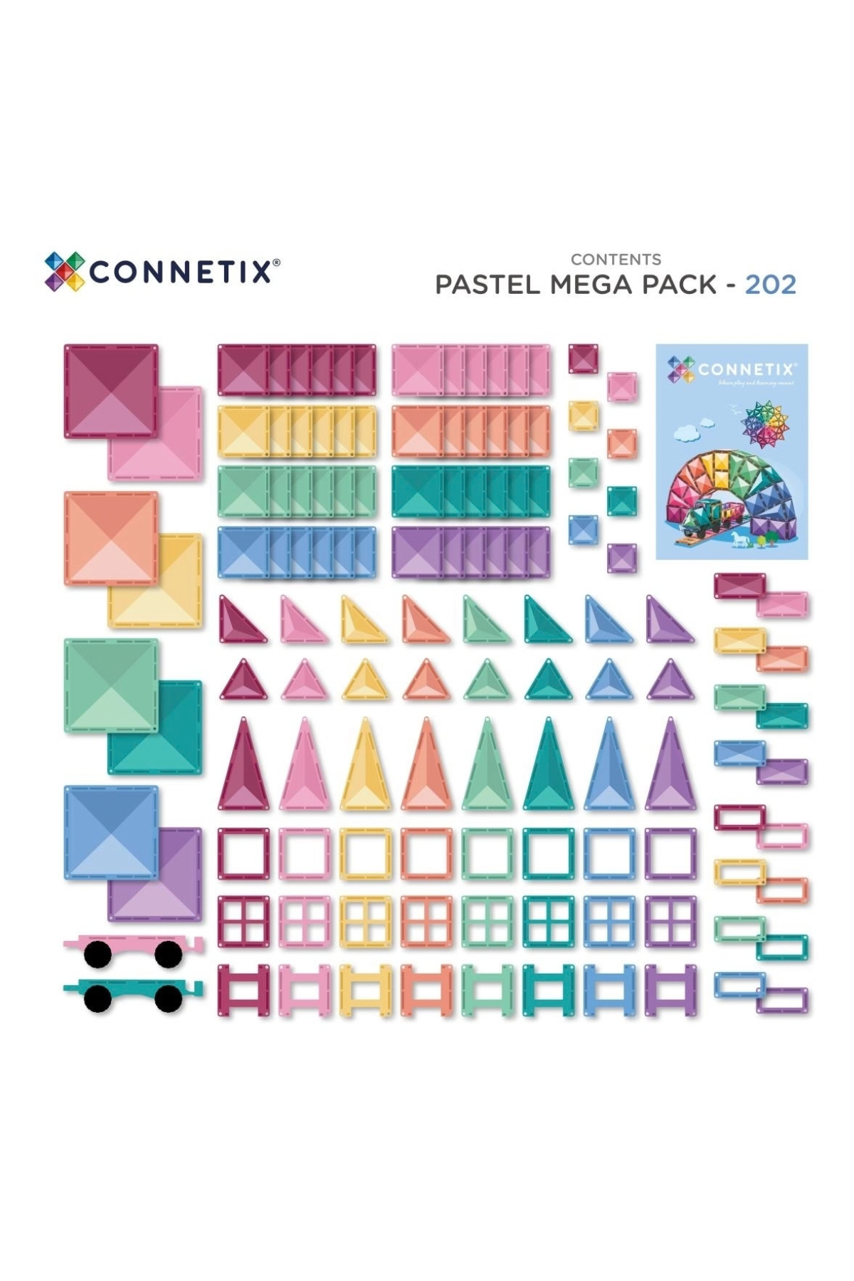 Magnetbausteine Pastel Mega Pack 202 Teile