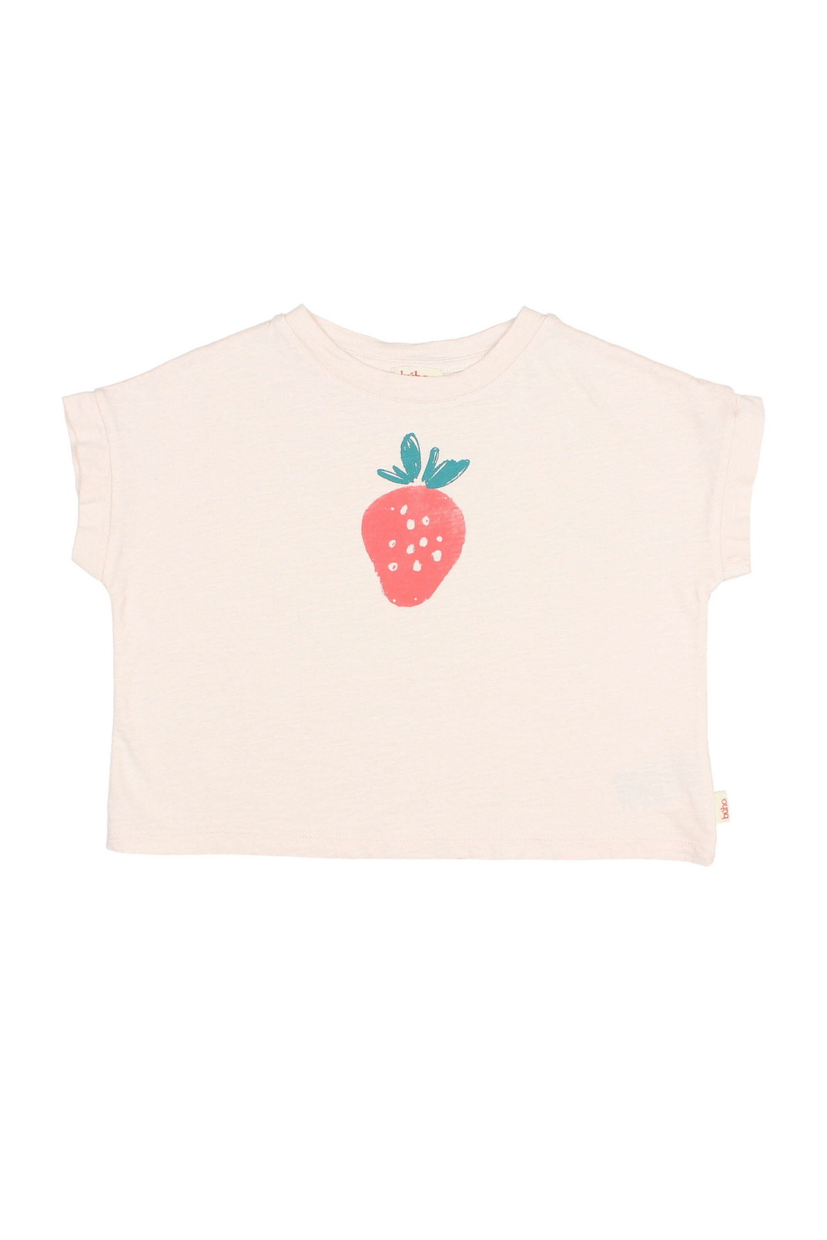 T-Shirt aus Bio-Baumwolle mit Erdbeer-Print | Cream Pink