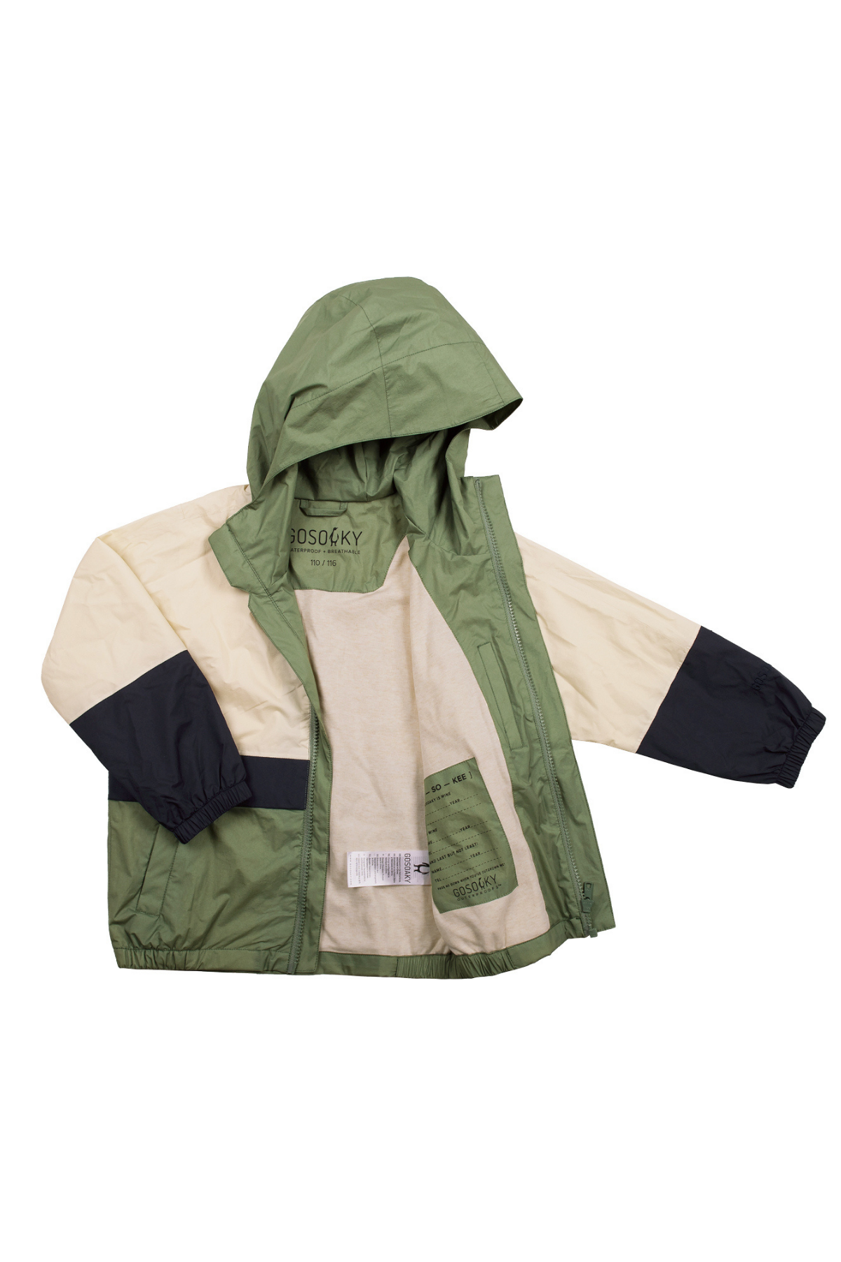 Wasserdichte Jacke "The Lion" | birch cream / oil green